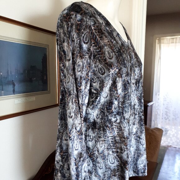 Shimmery Peacock Feather top - Sz. L - Picture 2 of 5